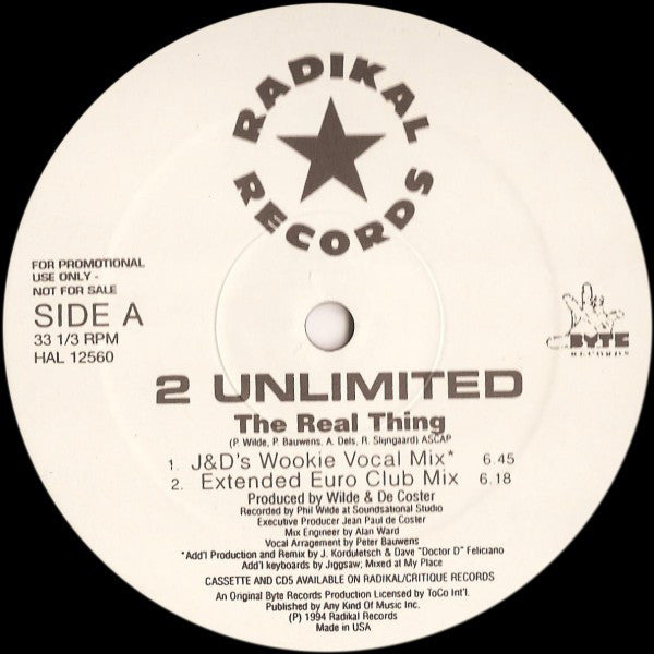 2 Unlimited : The Real Thing (12", Promo)