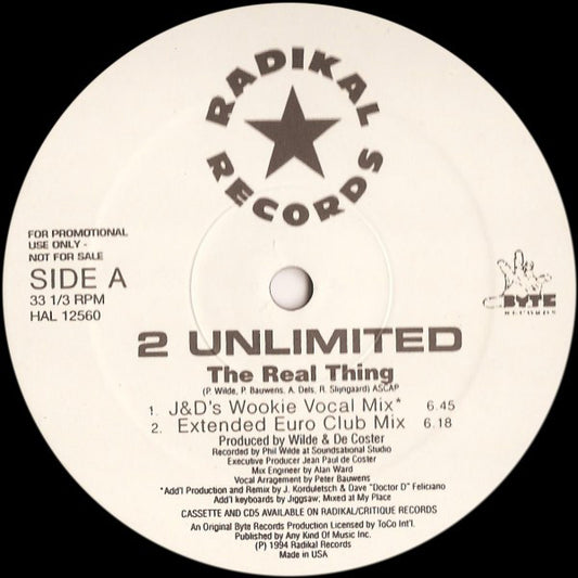 2 Unlimited : The Real Thing (12", Promo)
