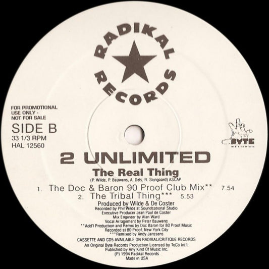 2 Unlimited : The Real Thing (12", Promo)