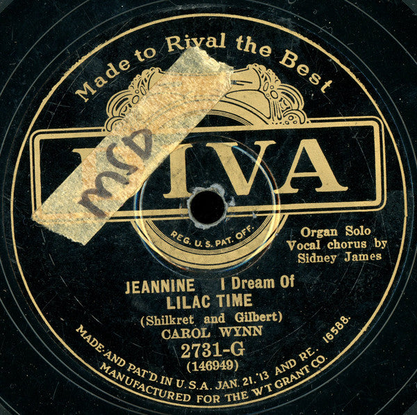 Carol Wynn : Beloved / Jeannine I Dream Of Lilac Time (Shellac, 10")