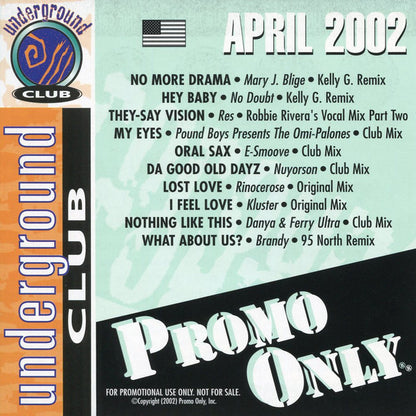 Various : Promo Only Underground Club: April 2002 (CD, Comp, Promo)