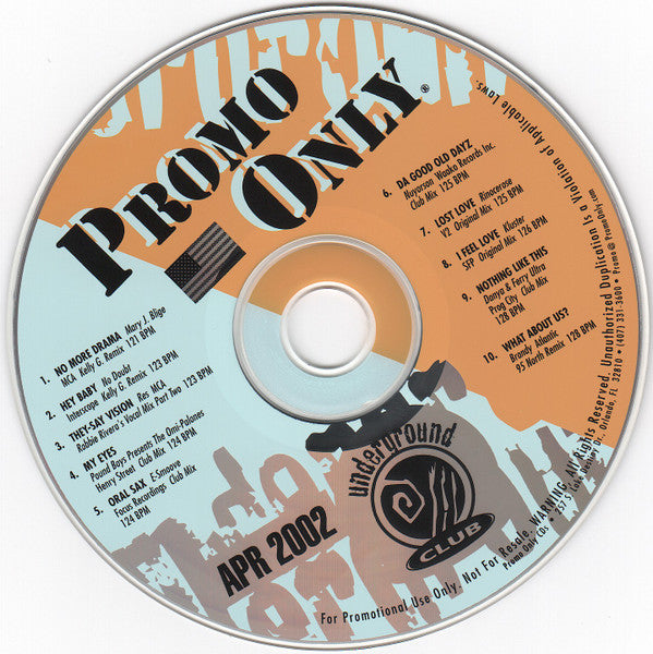 Various : Promo Only Underground Club: April 2002 (CD, Comp, Promo)