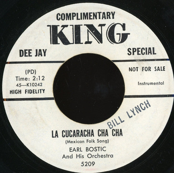 Earl Bostic And His Orchestra : La Cucaracha Cha Cha / Dancing In The Dark (7", Single, Promo)