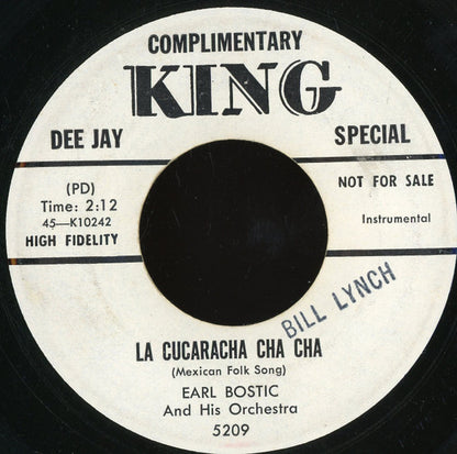 Earl Bostic And His Orchestra : La Cucaracha Cha Cha / Dancing In The Dark (7", Single, Promo)