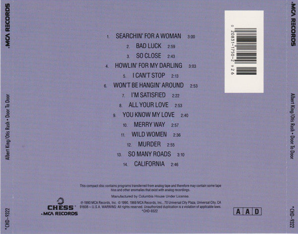 Albert King / Otis Rush : Door To Door (CD, Comp, Club, RE)