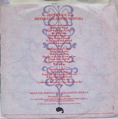 Sheila E. : Sister Fate (7", Single, Styrene, All)