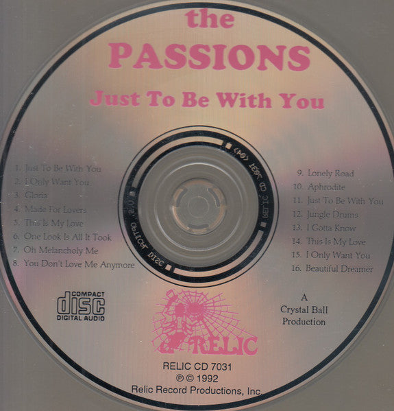 The Passions (2) : Just To Be With You (CD, Album, Mono)