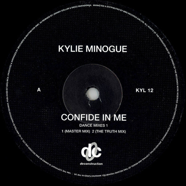 Kylie Minogue : Confide In Me (Dance Mixes 1) (12", Promo)