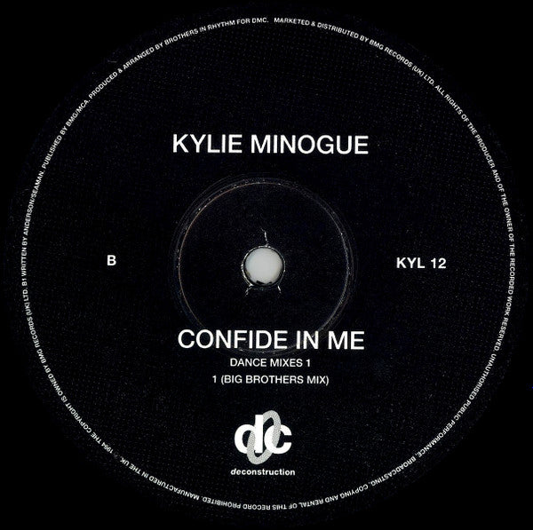 Kylie Minogue : Confide In Me (Dance Mixes 1) (12", Promo)