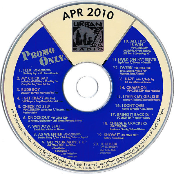 Various : Promo Only Urban Radio: April 2010 (CD, Comp, Promo)