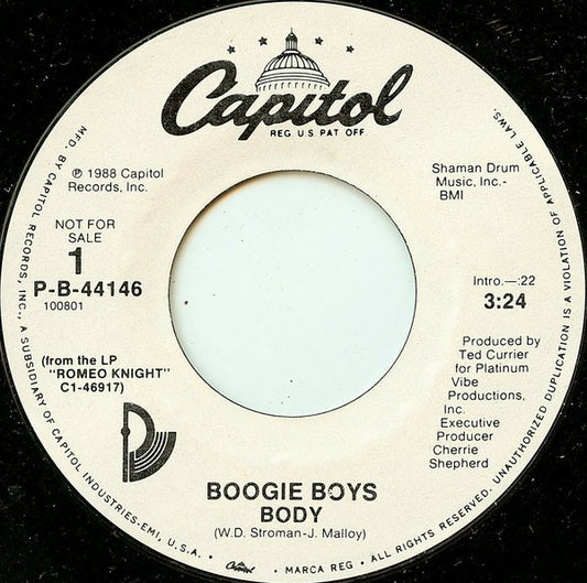 Boogie Boys : Body (7", Promo, Styrene)