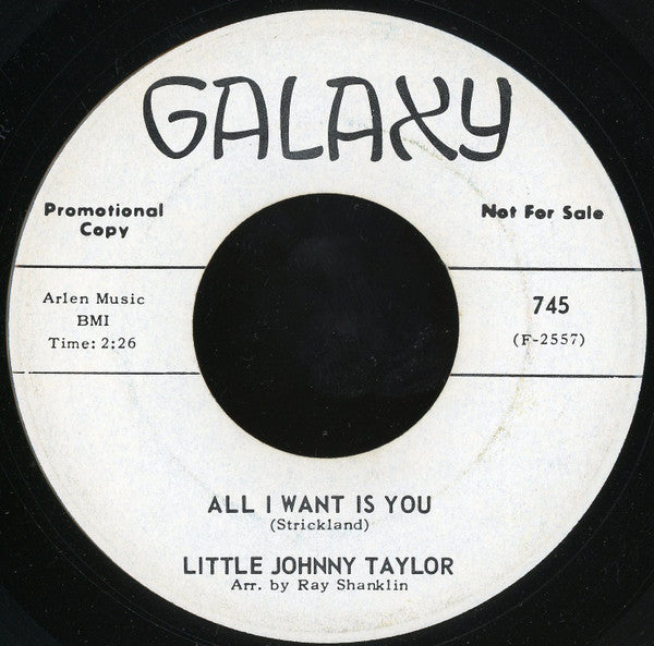 Little Johnny Taylor : All I Want Is You / My Love Is Real (7", Promo)