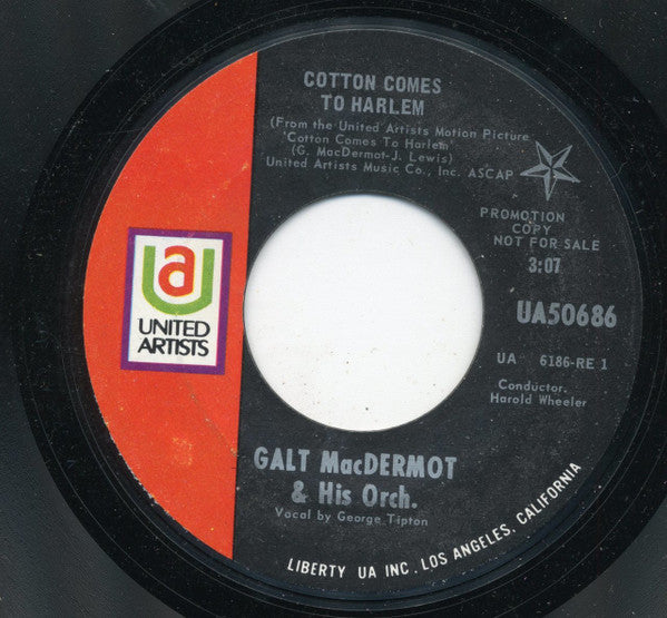 Galt MacDermot And His Orchestra : Cotton Comes To Harlem / Coffin Ed And Grave Digger (7", Promo, Styrene)