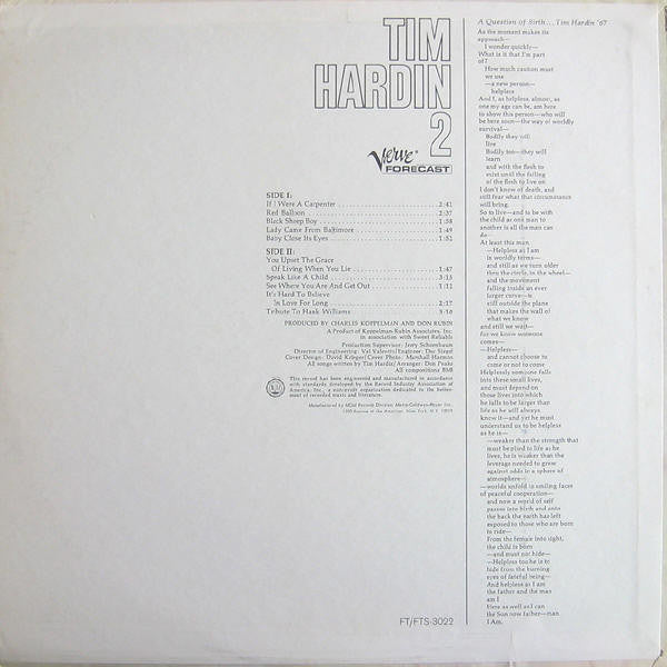 Tim Hardin : Tim Hardin 2 (LP, Album)