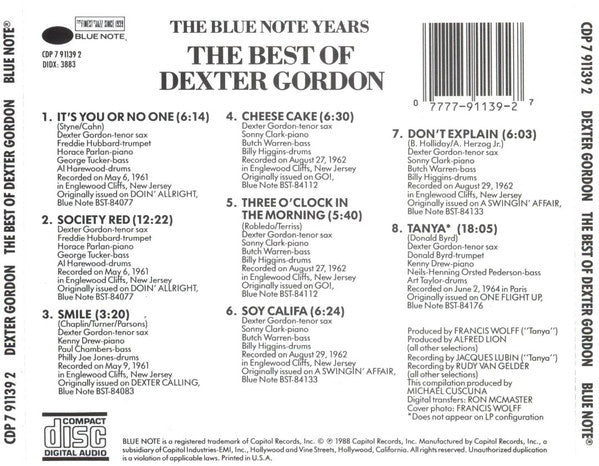 Dexter Gordon : The Best Of Dexter Gordon (CD, Comp)