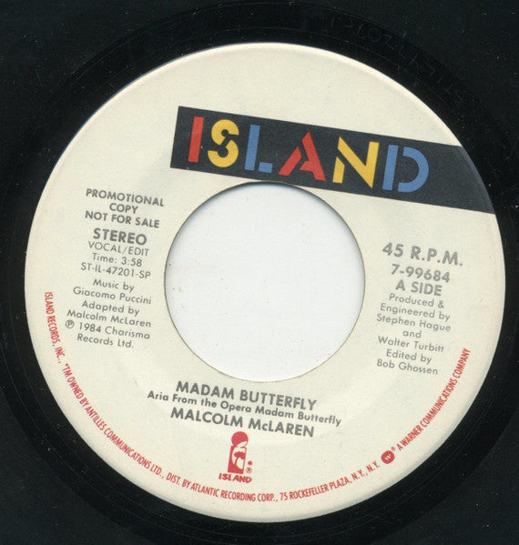 Malcolm McLaren : Madam Butterfly (7", Promo, SP)