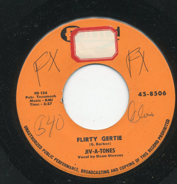 The Jive-A-Tones : Flirty Gertie / Fire Engine Baby (7", Single)