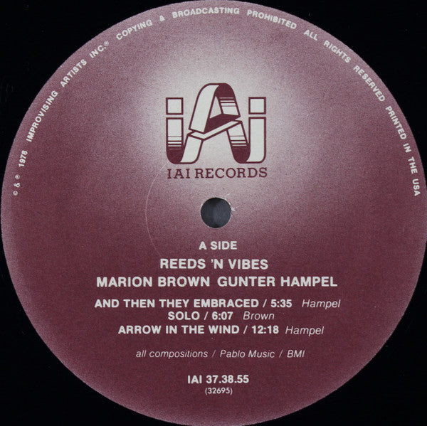 Marion Brown & Gunter Hampel : Reeds 'N Vibes (LP, Album)