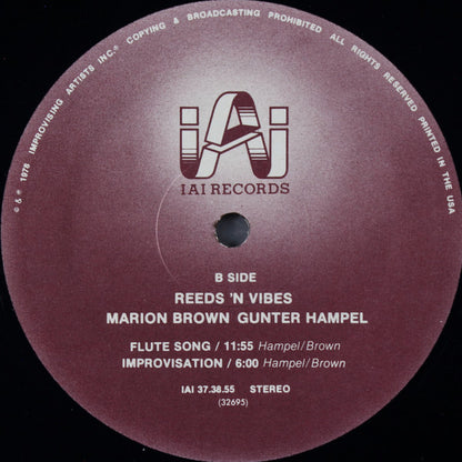 Marion Brown & Gunter Hampel : Reeds 'N Vibes (LP, Album)