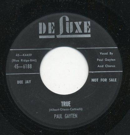 Paul Gayten : True / In The Evening When The Sun Goes Down (7", Promo)