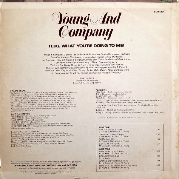 Young & Company : I Like What You're Doing To Me! (LP, Album, Promo)