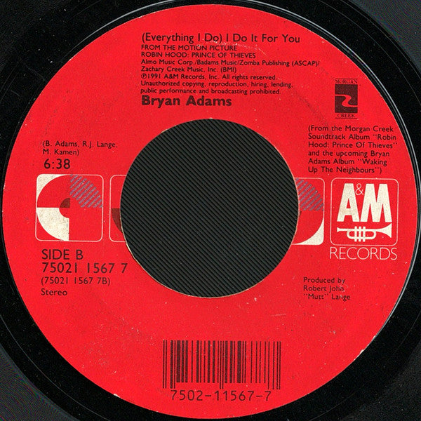 Bryan Adams : (Everything I Do) I Do It For You (7", Single, Styrene)