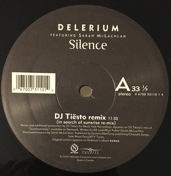 Delerium Featuring Sarah McLachlan : Silence (12")