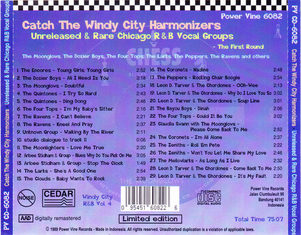 Various : Catch The Windy City Harmonizers (Unreleased & Rare Chicago R&B Vocal Groups - The First Round) (CD, Comp, Ltd)
