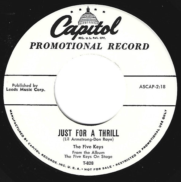 The Five Keys : Just For A Thrill / The Gypsy (7", Promo)