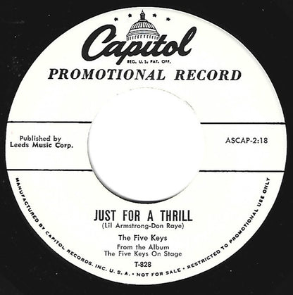 The Five Keys : Just For A Thrill / The Gypsy (7", Promo)