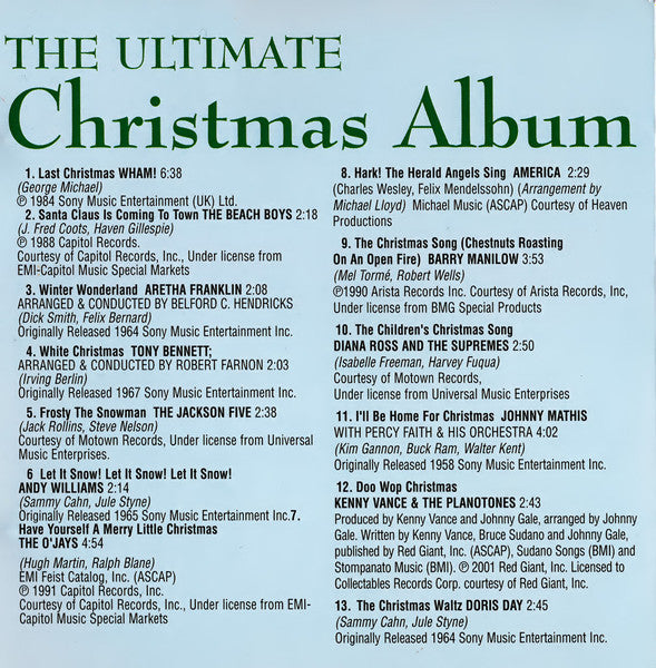 Various : WCBS FM101.1 The Ultimate Christmas Album Volume 6 (CD, Comp)