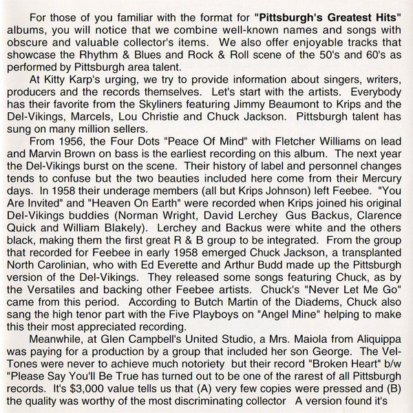Various : Pittsburgh's Greatest Hits Volume VI (CD, Comp)