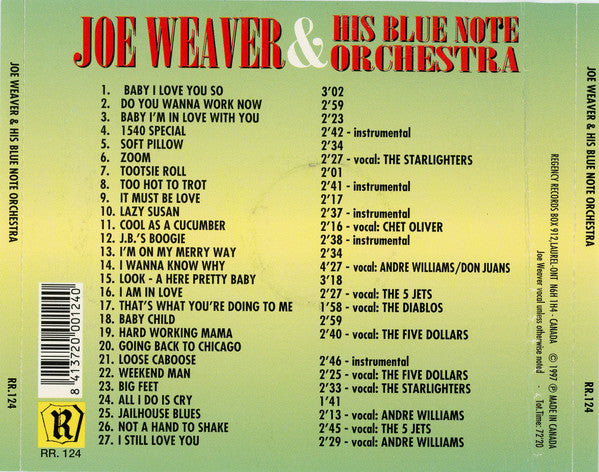 Joe Weaver & His Blue Notes :  Baby I Love You So (CD, Comp)