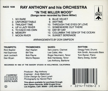 Ray Anthony & His Orchestra : In The Miller Mood (CD, Album)
