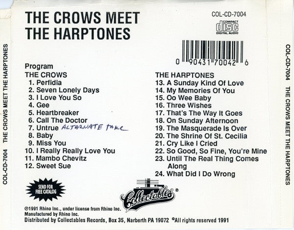 The Crows Meet The Harptones : The Crows Meet The Harptones (CD, Comp, RE)