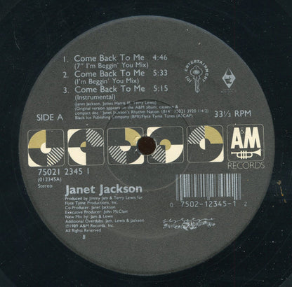 Janet Jackson : Come Back To Me (12")