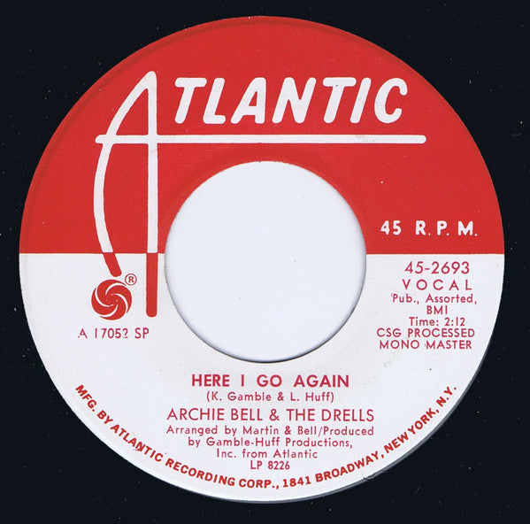 Archie Bell & The Drells : Here I Go Again (7", Single, Promo, SP)