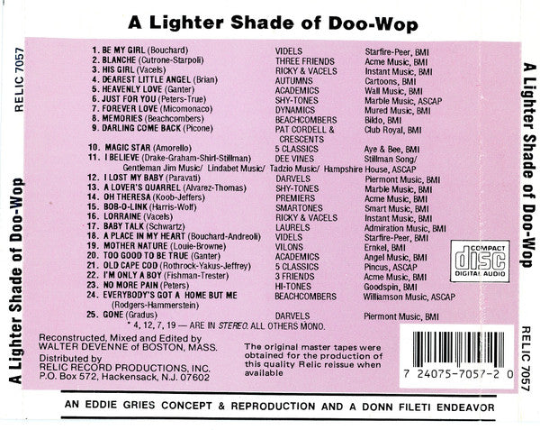 Various : A Lighter Shade Of Doo-Wop (CD, Comp)