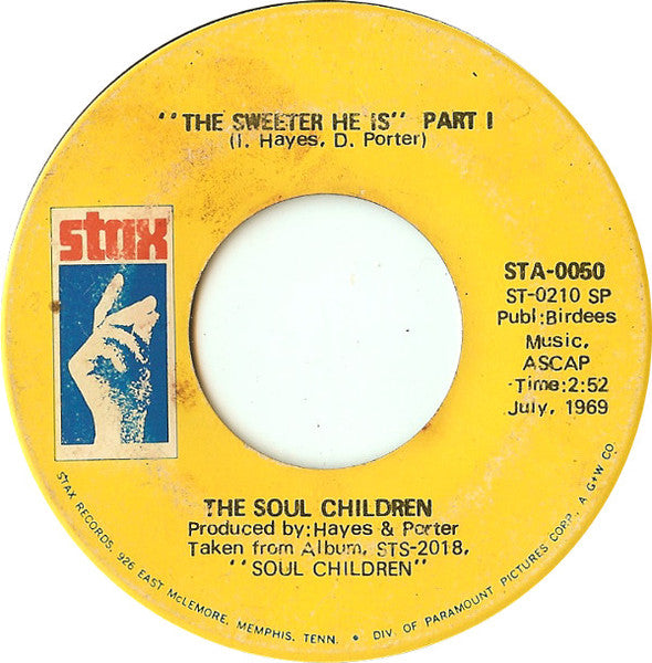 Soul Children : The Sweeter He Is (7", Single, SP)
