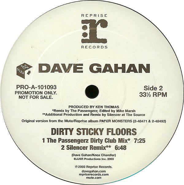 Dave Gahan : Dirty Sticky Floors (12", Single, Promo)