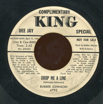 Bubber Johnson : Ding Dang Doo / Drop Me A Line (7", Promo)