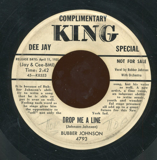 Bubber Johnson : Ding Dang Doo / Drop Me A Line (7", Promo)