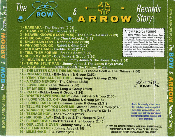 Various : The Bow & Arrow Records Story (CD, Comp)