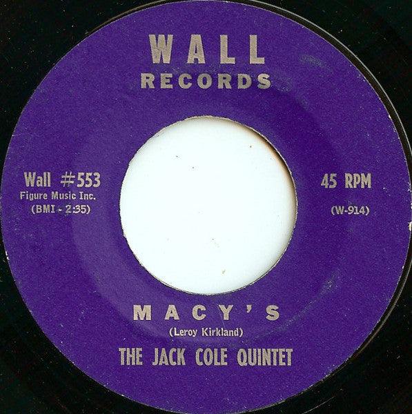 The Jack Cole Quintet : Sax Fifth Avenue / Macy's (7", Single, Styrene)