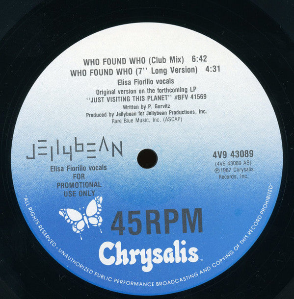 John "Jellybean" Benitez Featuring Elisa Fiorillo : Who Found Who (12", Promo)
