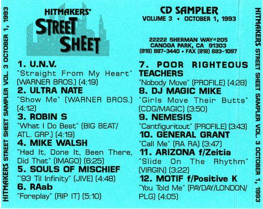 Various : Hitmakers Street Sheet Sampler Vol. 3 (CD, Comp, Promo)