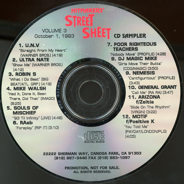 Various : Hitmakers Street Sheet Sampler Vol. 3 (CD, Comp, Promo)