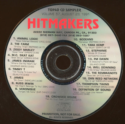 Various : Hitmakers Top 40 CD Sampler Volume 57 August 23, 1991 (CD, Promo, Smplr)