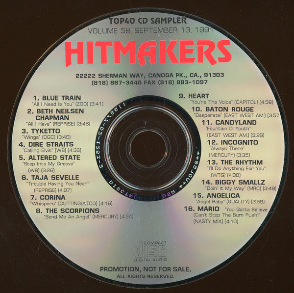 Various : Hitmakers Top40 CD Sampler Vol. 58 (CD, Comp, Promo)