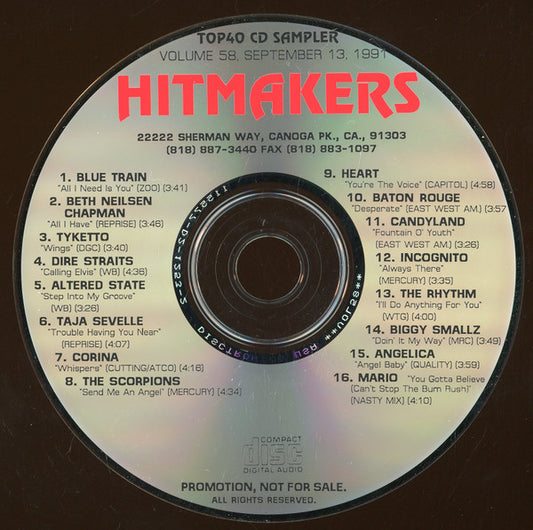 Various : Hitmakers Top40 CD Sampler Vol. 58 (CD, Comp, Promo)
